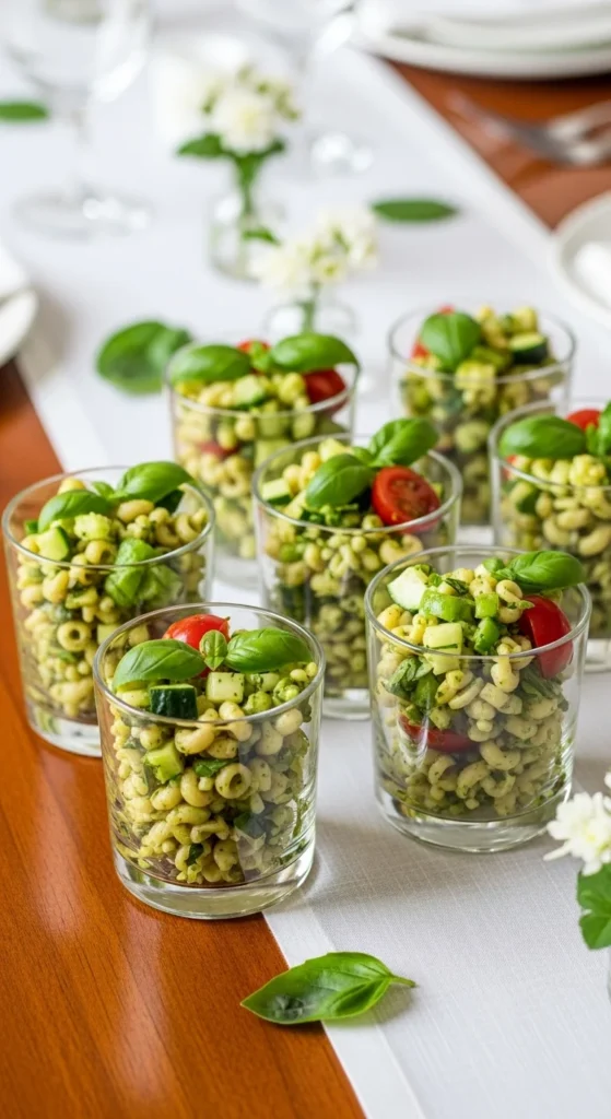 Green Pasta Salad Cups