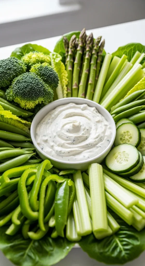  Green Veggie Tray with Yogurt Dip