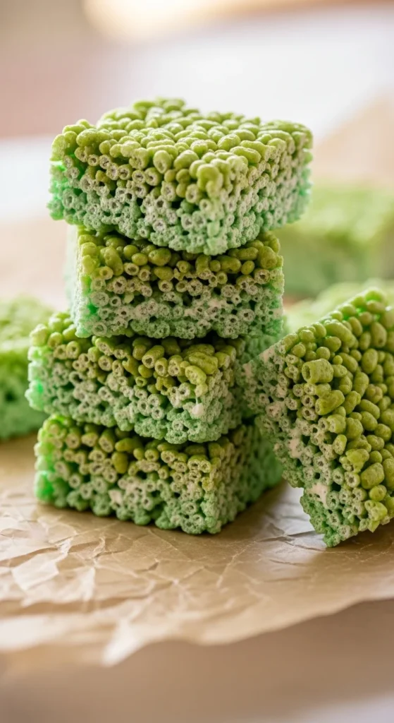 Green Rice Crispy Squares