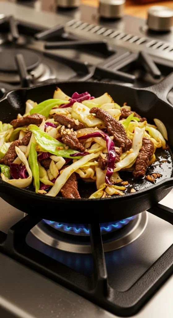 Cabbage and Beef Stir Pan