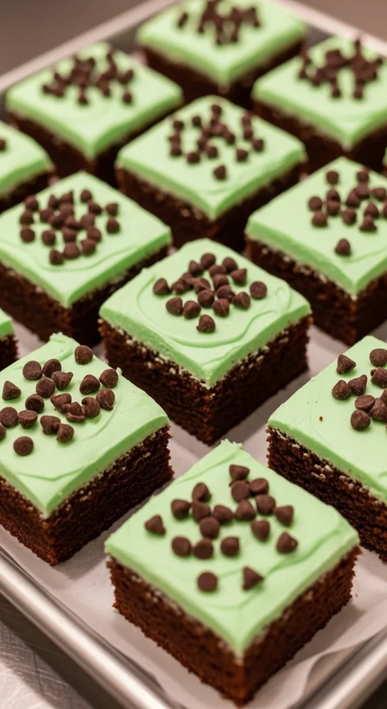 Mint Chocolate Sheet Cake Squares