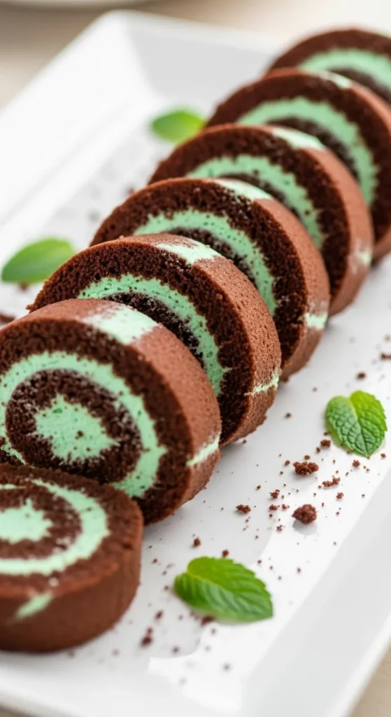 Mint Chocolate Roll Cake