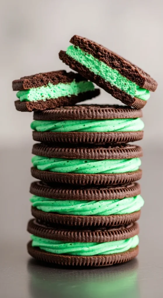 Mint Cream Sandwich Cookies