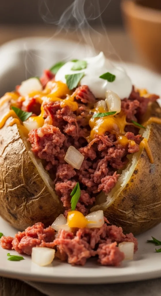 Corned Beef Stuffed Potatoes