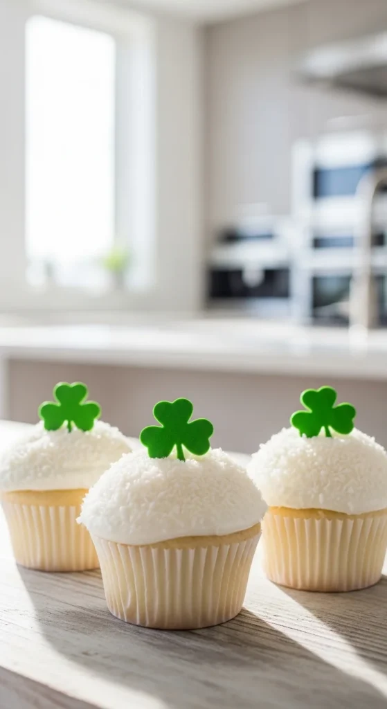 Coconut Cream Clover Cupcakes