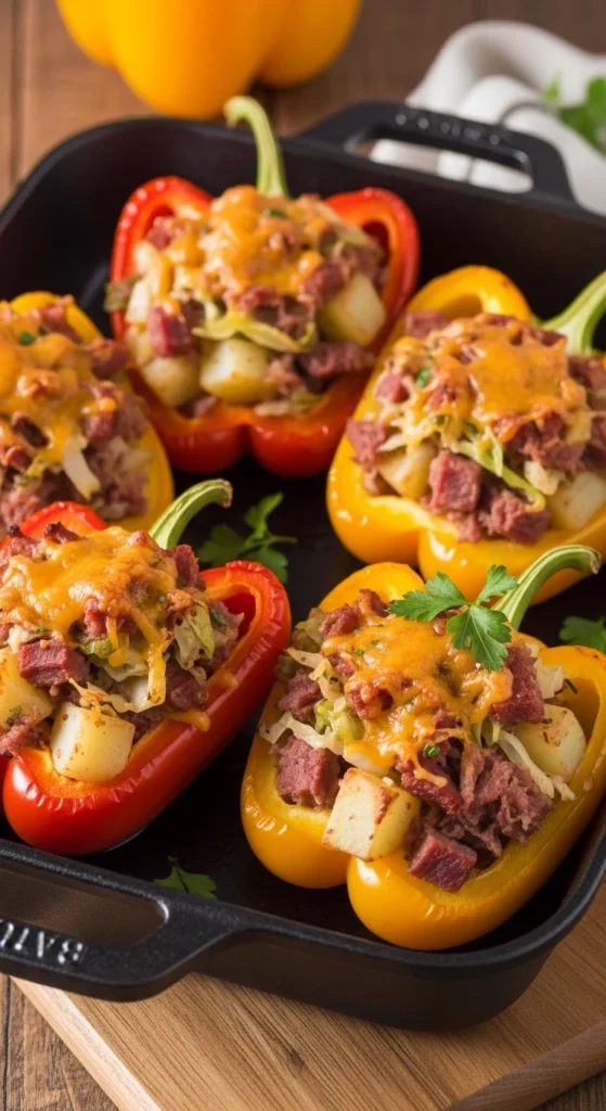 Corned Beef and Cabbage Stuffed Peppers