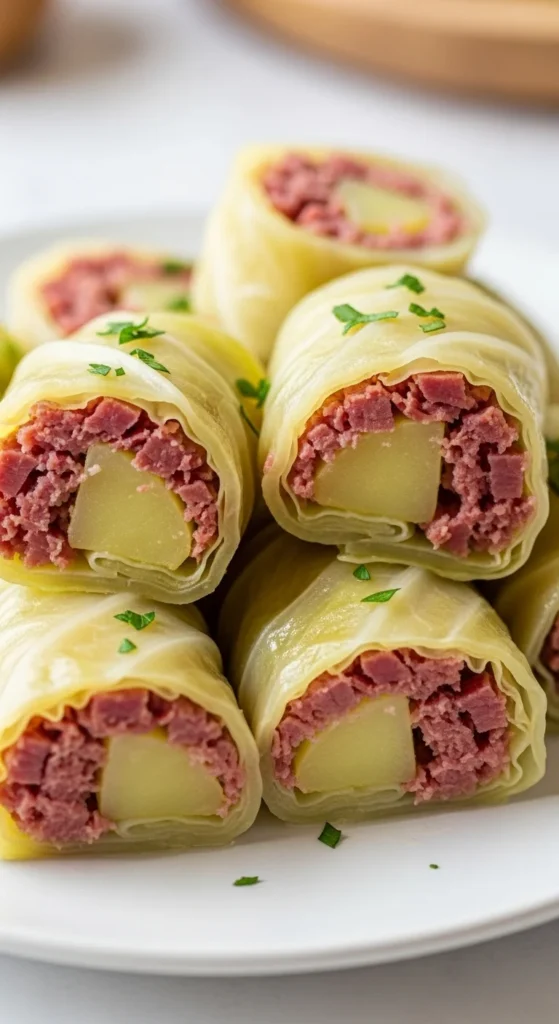Corned Beef Stuffed Cabbage Rolls