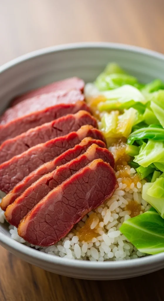 Corned Beef and Cabbage Rice Bowl