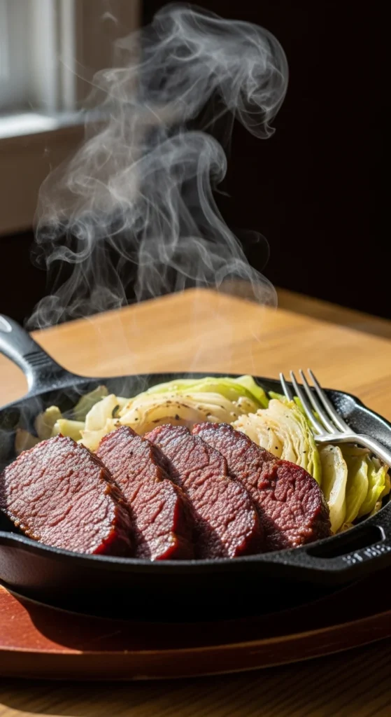 Skillet-Seared Corned Beef With Braised Cabbage