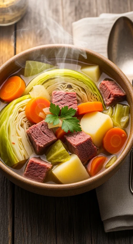 Rustic Corned Beef and Cabbage Soup