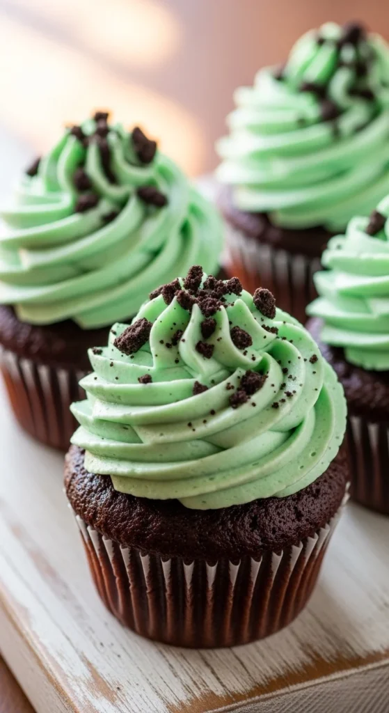 Mint Oreo-Style Cupcakes