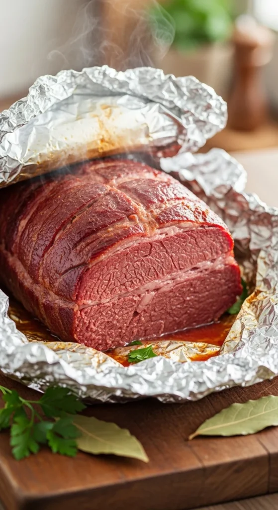 Oven-Baked Corned Beef Wrapped in Foil