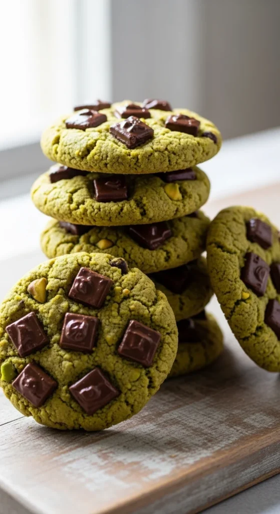 Pistachio Chocolate Chunk Cookies
