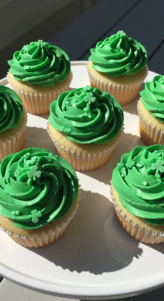 Shamrock Sprinkle Cupcakes