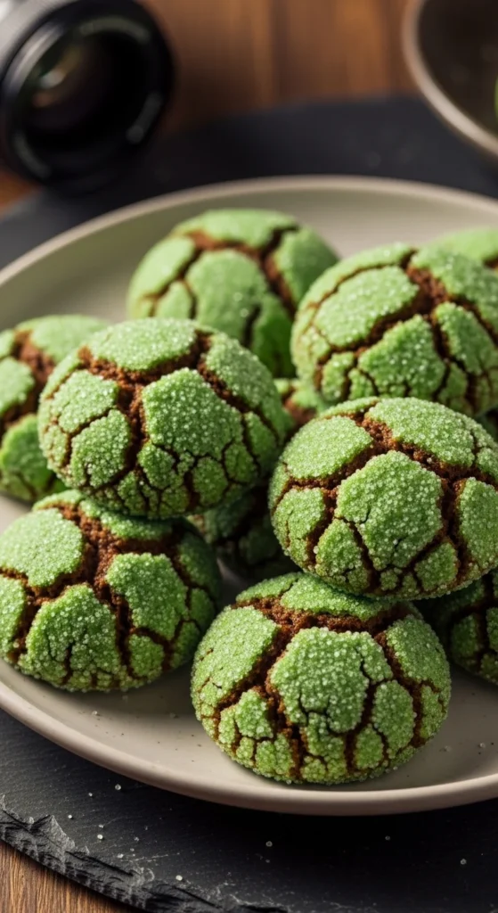 Soft Green Sprinkle Crinkle Cookies