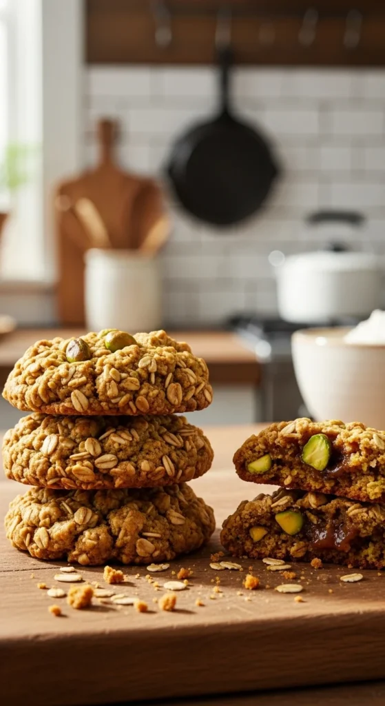 Soft Pistachio Oat Cookies
