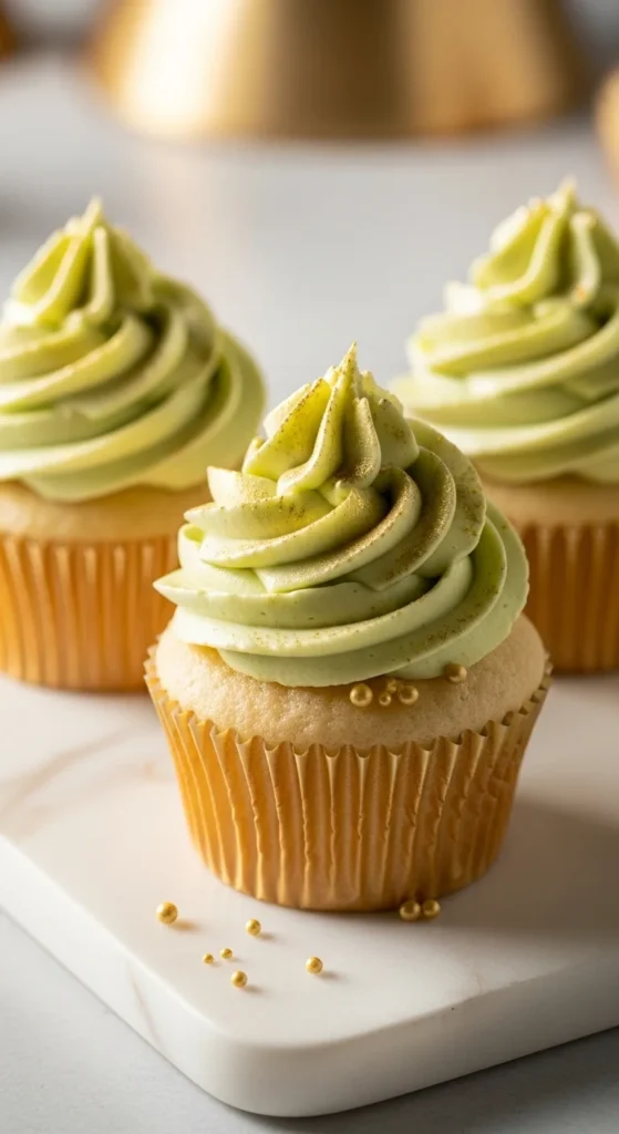 Vanilla Cupcakes with Gold Dust Accent