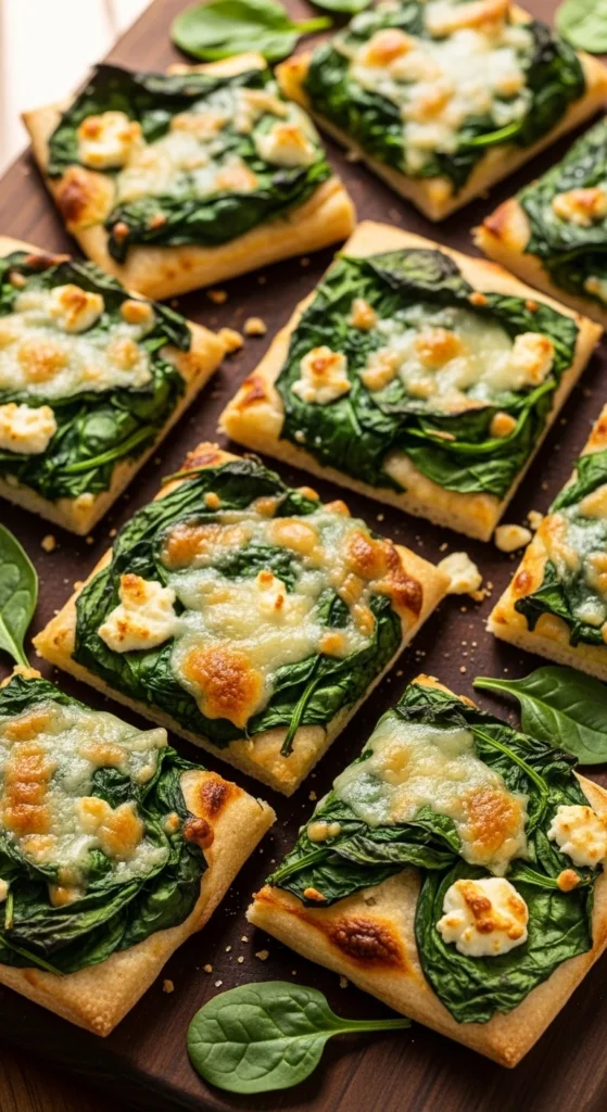 Baked Spinach Flatbread Squares
