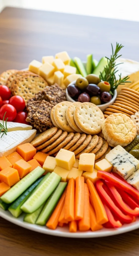 Cheese and Crackers with Veggies