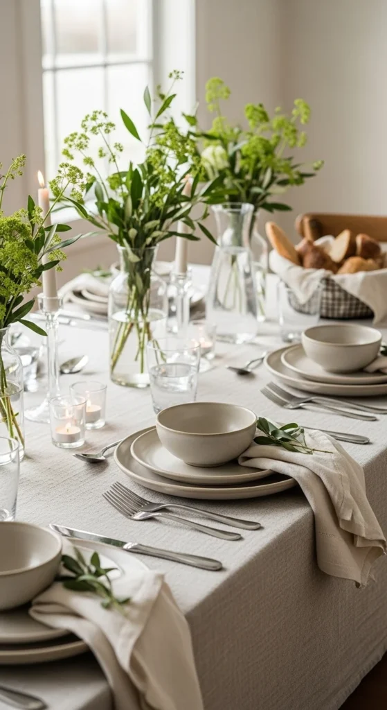 Green Table Styling With Simple Florals