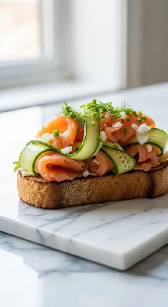 Smoked Salmon Toast With Cucumber