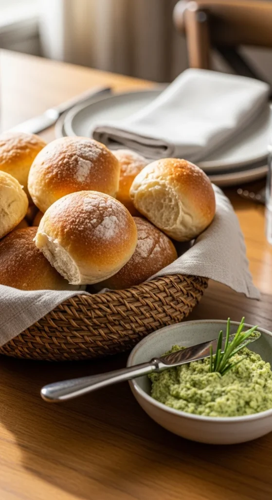 Soft Dinner Rolls with Herb Spread